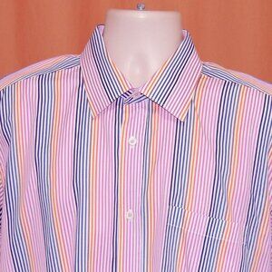 Bugatchi Uomo Multicolor Stripes Long Sleeves Men's Dress Shirt Sz XL PRISTINE